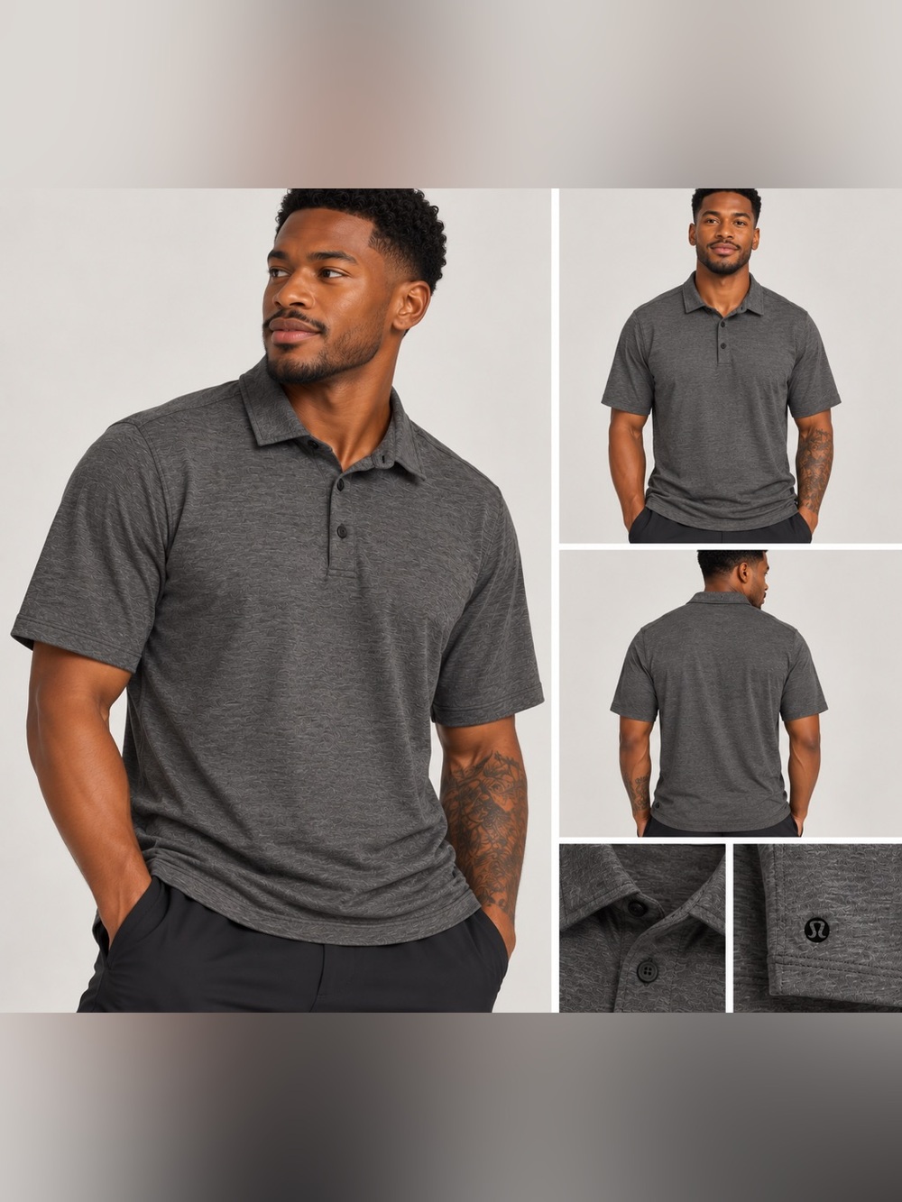 Lululemon Men’s Medium Heather Gray Short Sleeve Performance Polo Shirt